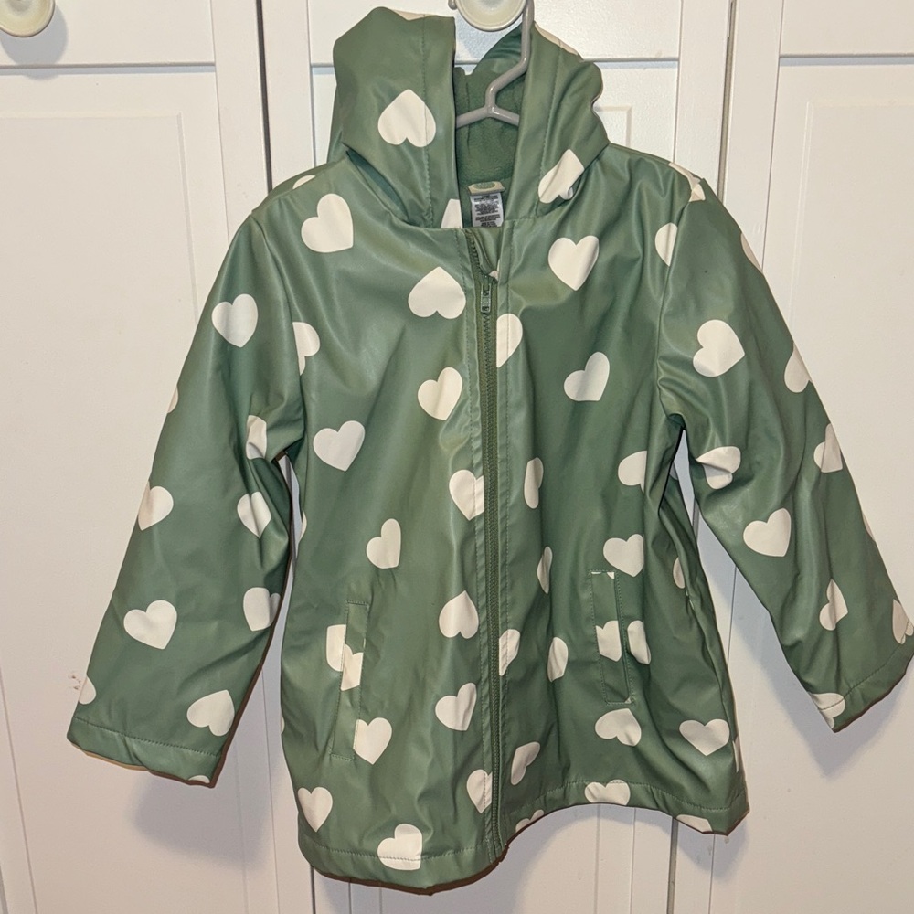Little Me Green Heart Raincoat